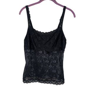 Retro Babydoll Floral Lace Tank Lingerie Black L Y2K Fairy Whimsical Preppy Chic
